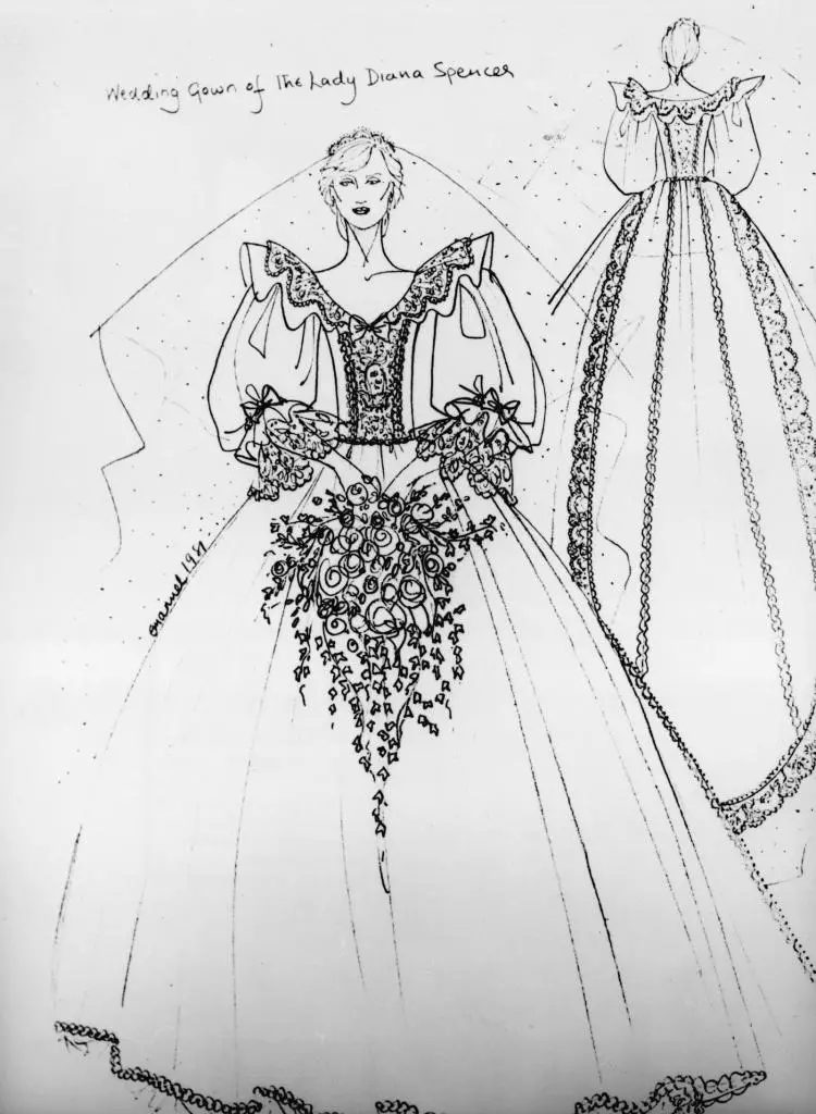 projekt sukni ślubnej księżnej diany